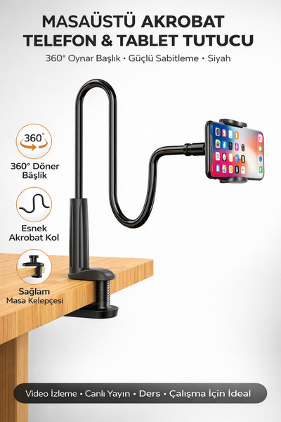 Ecuy Desktop Acrobat Phone and Tablet Holder Stand – 360 °   Adjustable Black...