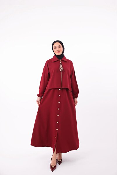 VOICTEC Double Crepe Zippered Skirt Blouse Set