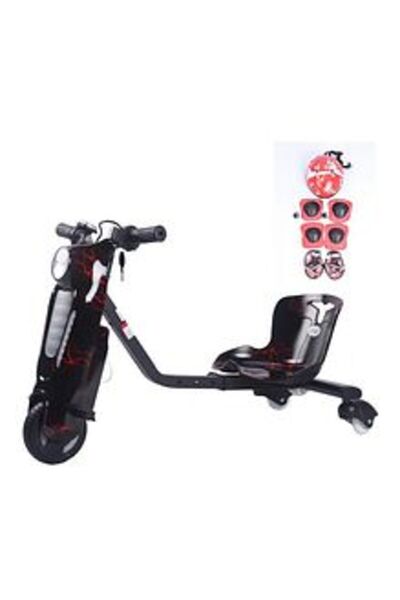 Fun Moment سكوتر دريفت صغير مع مجموعة معدات الحماية - أسود