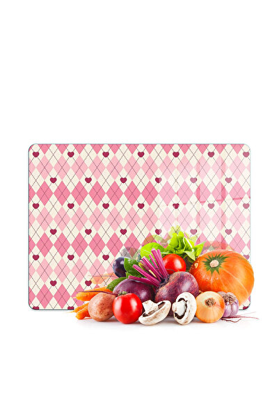 Decovetro Glass Cutting Board and Presentation Plate with Pink Diamond Patter...