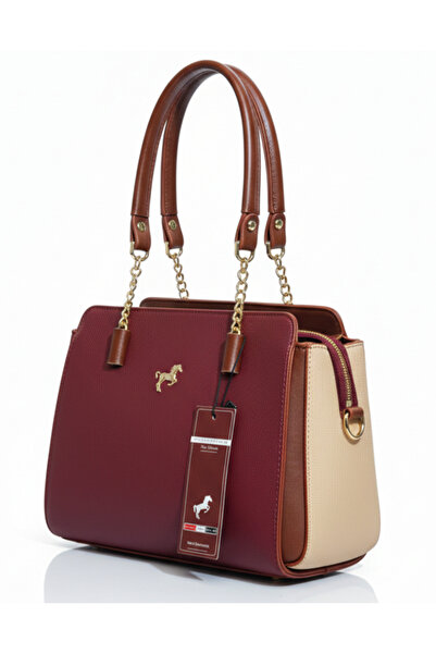 Çanta Trend Miami Polo Club Women's Shoulder Bag with Burgundy Gold Accessory...