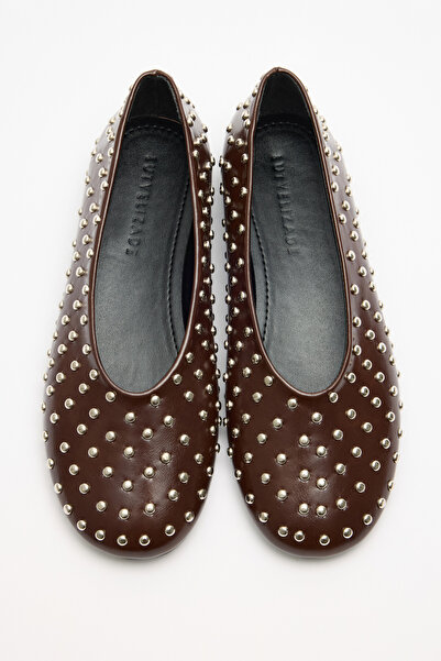 LUTVELIZADE Babet 2603 - Balerini de damă maro fierbinte cu vârf oval și deta...