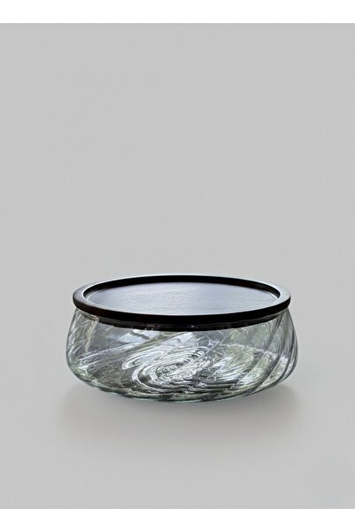 FARALYAHOME Acacia Lid Patterned Glass Presentation Bowl 23X7 cm Salad Bowl D...