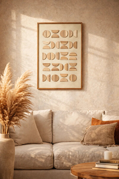 MARIA HOMES Shamal Large 3D Wooden Geometric Wall Art 120x80cm Abstract Boho ...