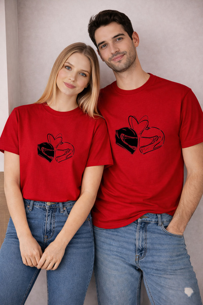 LORVEX Valentine's Day February 14 Double Combination T-Shirt 2-Piece Price M...