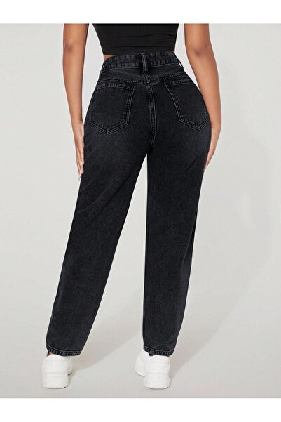 connemara Kadın Yüksek Bel Straight Fit Siyah Kot Pantolon