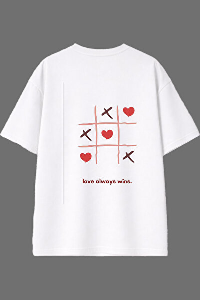VSRN Μπλουζάκι με σχέδιο Love Always στην πλάτη, λευκό, oversized