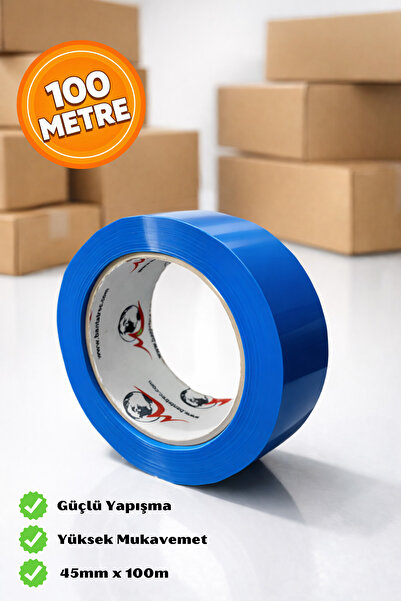 Mavi Renkli Koli Bandı 45 Mm x 100 Metre Yüksek Mukavemetli Güçlü Yapışkanlı Dayanıklı Bant