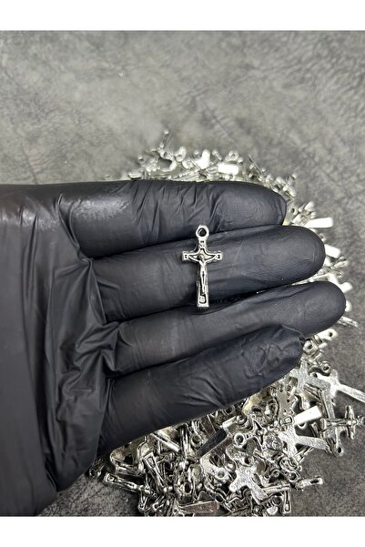 Mos Tespih 1 Adet Hz İsa Haç Model Gümüş Renk Kolye Ucu Takı Malzemesi