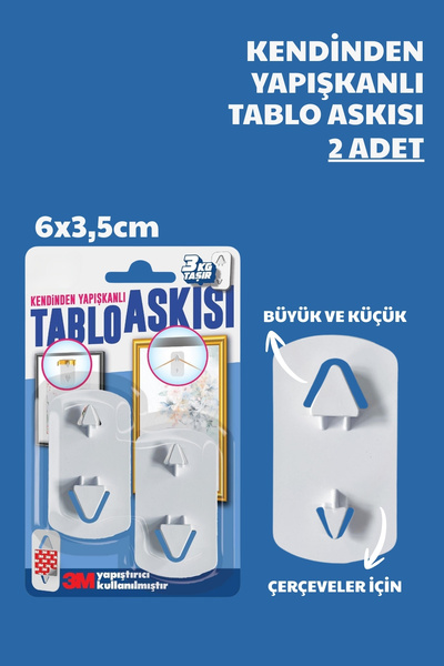 Nandy Home 2 Adet Kendinden Yapışkanlı Tablo Askısı - 6x3,5cm