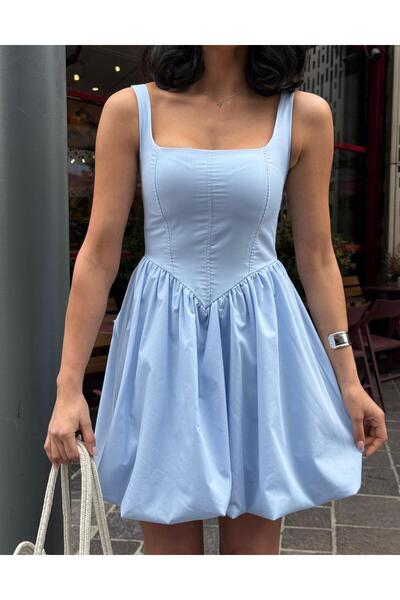 LİSAA BUTİK Square Collar Mini Princess Dress