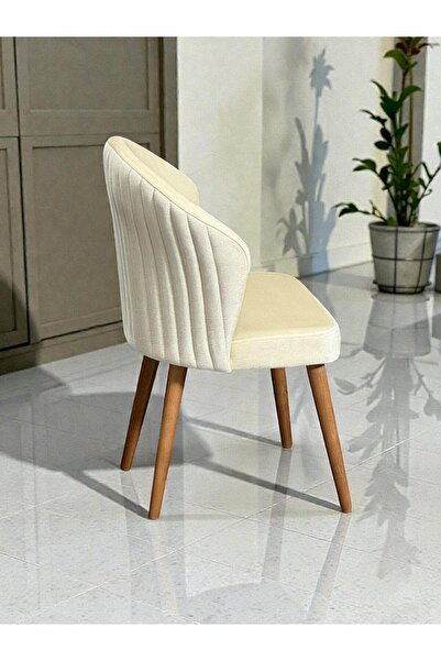 Buketim Mobilya Babyface Yönsüz Kumaş Ceviz Ahşap Ayaklı Modern Yemek Odası M...