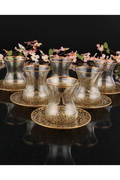 Abka LEOPAR DESEN YALDIZLI 6 KİŞİLİK ÇAY SETİ