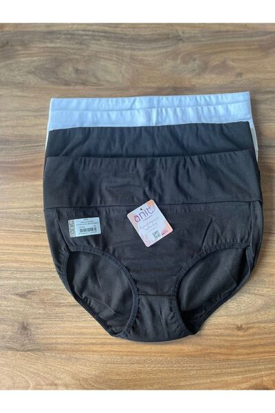 Anıt Women's Wide Edge Gathering Panties 4-Pack Black-White Color