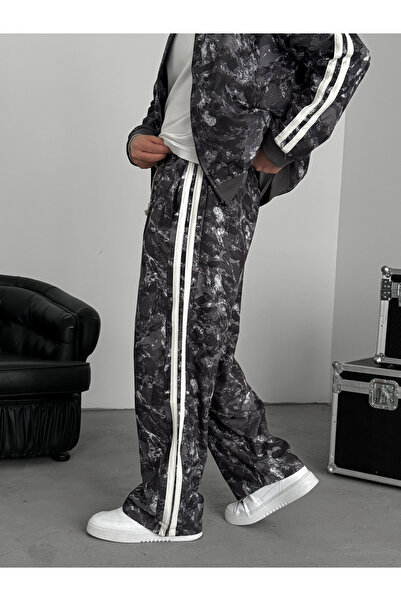 BYBASICMAN Anthracite Digital Printed Striped Tracksuit Jj-187
