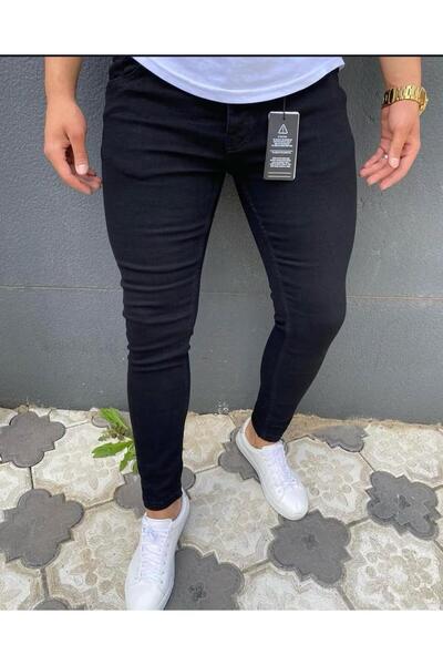 MODAMESTO Men's Black Slim Fit Lycra Jean Trousers