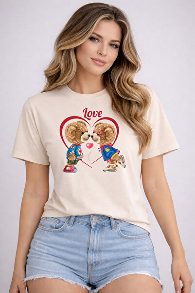 herkesemoda Tricou de bază cu imprimeu Love Teddy Bear