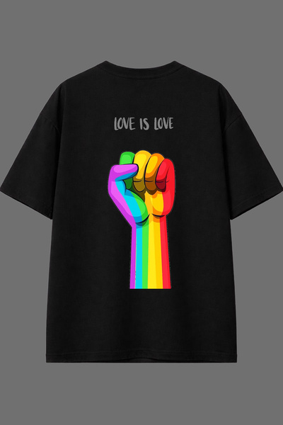 VSRN Love Is Love Σχέδιο με εκτύπωση στην πλάτη Μαύρο Oversize T-shirt