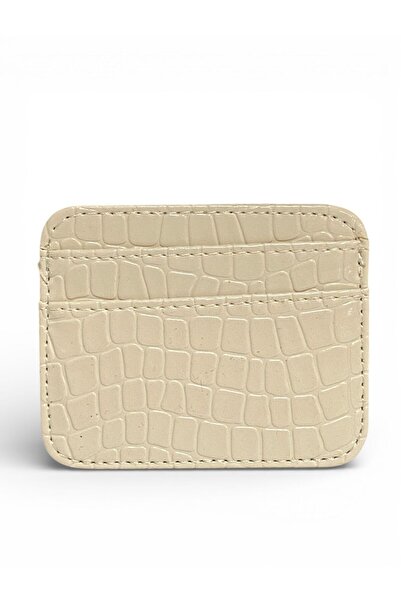 Kemerix Women's Basic Horizontal Model Cream Croco Card Holder Gift Wallet&Ca...