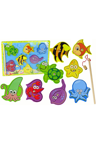 LeanToys Set din lemn pentru prinderea animalelor marine