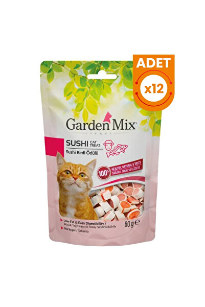 Gardenmix Garden Mix Kuzulu Sushi Düşük Yağlı Şekersiz Kedi Ödül Maması 12 Ad...