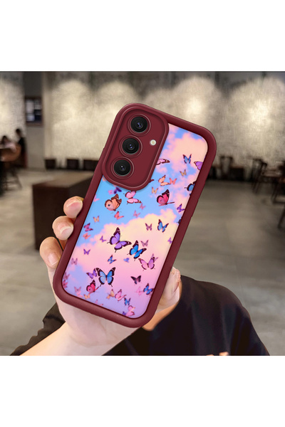 Hontinga حافظة هاتف من مادة السيليكون بنمط الفراشة متوافقة مع هاتف سامسونج جا...