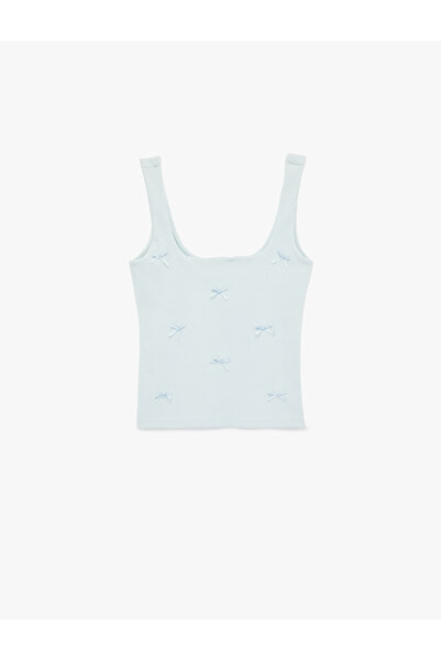 Koton Cotton Square Neck Bowknot Thick Strap Blouse