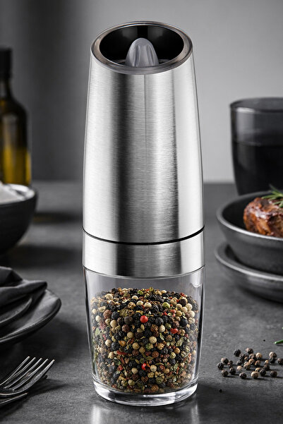 Prima Nova Gravity Paslanmaz Çelik Otomatik Tuz & Karabiber Öğütücü Pilli - M...