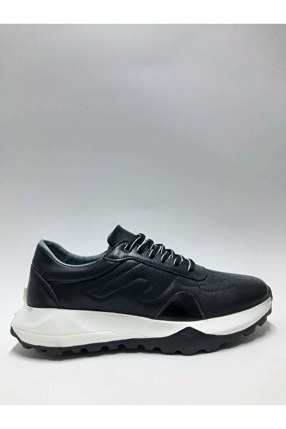 AS AYAKKABI Genuine Leather Lightweight Black Lace-Up Men's Shoes