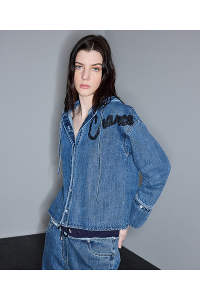 İpekyol Kontrast kapüşonlu denim gömlek