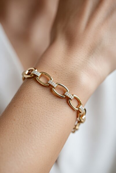 Severia Aurelia Chain Gold Bileklik (Zirkon Taşlı 14k Kaplama)