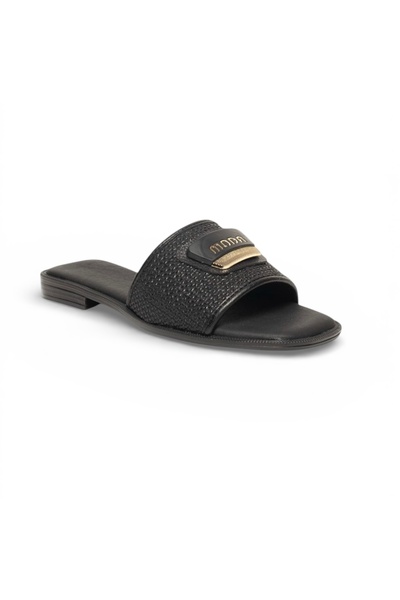 YNS STORE Ψάθινες Παντόφλες 00125 Μαύρες