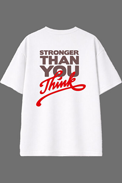 VSRN Stronger Design Back Printed White Oversize T-Shirt