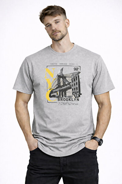 herkesemoda Tricou basic cu detalii Nyc Brooklyn