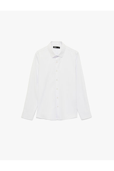 Koton Long Sleeve Half Italian Collar Slim Fit Shirt