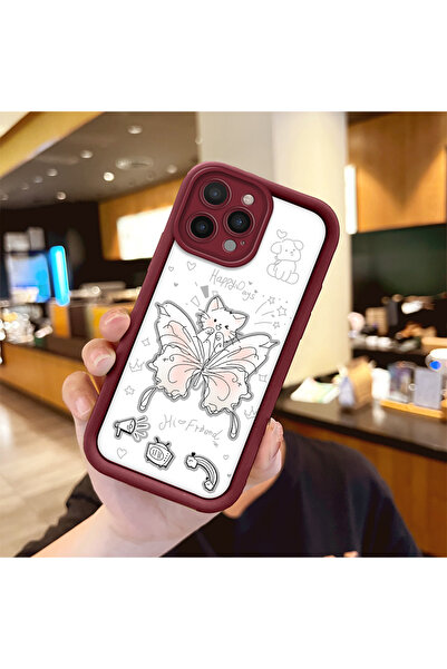 Hontinga حافظة هاتف من مادة السيليكون بنمط الفراشة متوافقة مع هاتف iPhone 16 ...