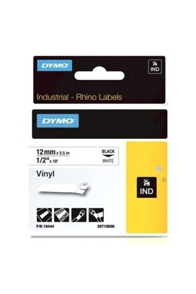 Dymo Vinyl Tape with Adhesive 12mm x 5.5m White 18444