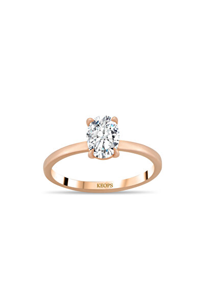 Keops Pırlanta D Renk SI1 0,80 Karat Oval Pırlanta Sade Tektaş - HRD Sertifikalı