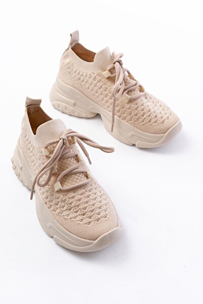 Zerenyus Exi̇n-Sp-2024 Premium Beige Daily Lace-Up Mesh Women's Sneaker with ...