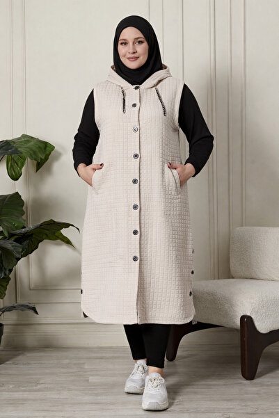 Ferace Women's Plus Size Quilted Fabric Buttoned Vest