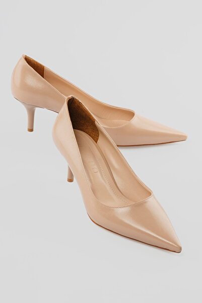 Mubiano Women's Stiletto Pointed Toe Heeled Shoes Elva Beige