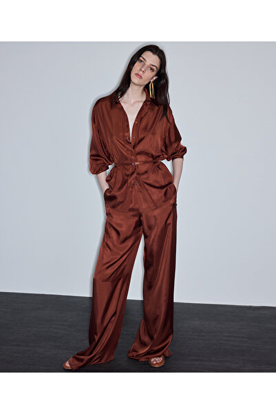 İpekyol Parlak yüzeyli kuşaklı pantolon