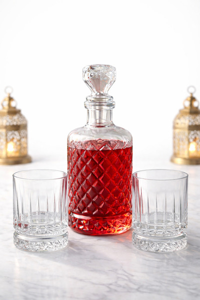 COCEM 1200cc Kesme Cam Karaf & 2’li 355cc Elysia Bardak Seti – Kristal Şerbet...