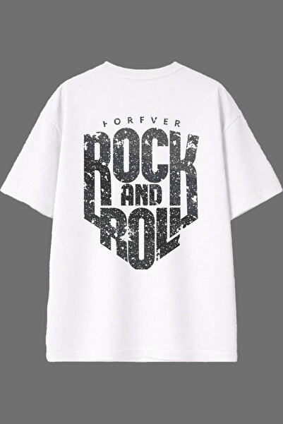 VSRN Rock 1 Design White Oversize T-Shirt with Back Print