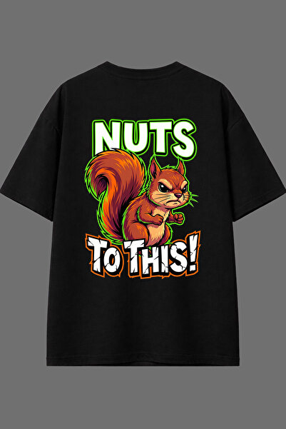 VSRN Tricou oversize negru cu imprimeu pe spate Nuts Design