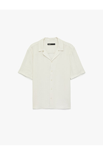 Koton Regular Fit Short Sleeve Textured Turn-Down Collar Shirt