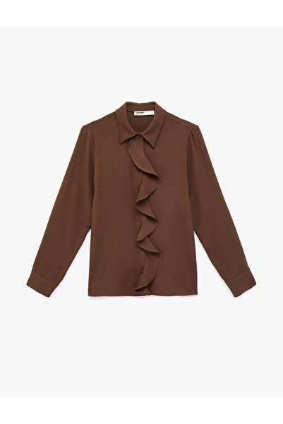 Koton Regular Fit Long Sleeve Buttoned Classic Collar Flounce Shirt