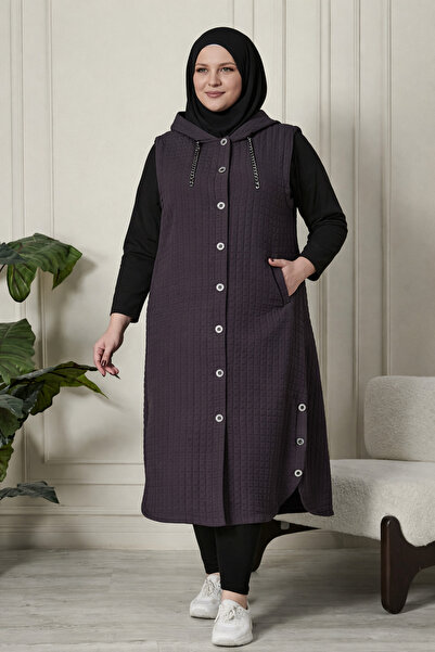 Ferace Women's Plus Size Quilted Fabric Buttoned Vest