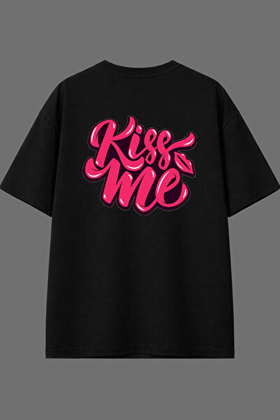 VSRN Crna oversize majica sa natpisom "Kiss Me Design" na leđima