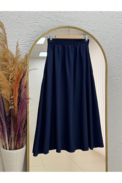 MİHRA STORE Melista Double Pocket Strawberry Flared Skirt-Mt7902 Navy Blue